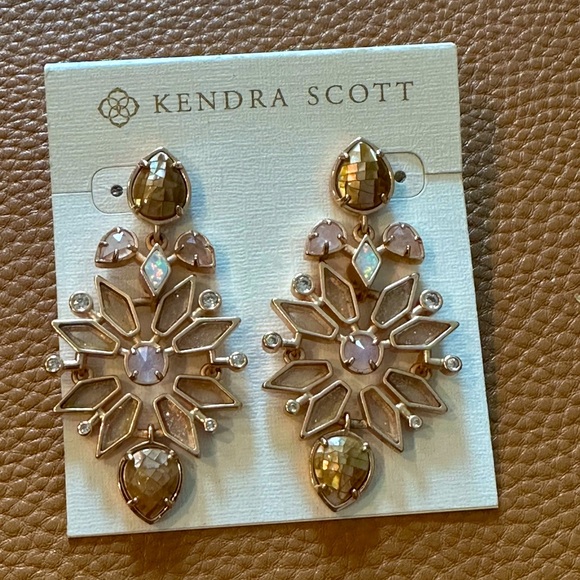 Kendra Scott Rose Gold Dust Opal Statement Earrings - Picture 1 of 4